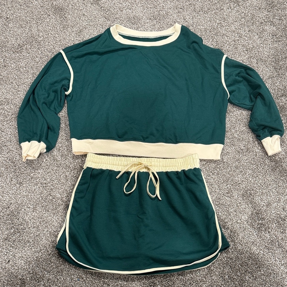 Green and Cream Two-Piece Lounge Set